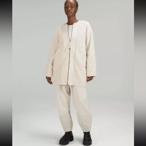 NEW Lululemon Collarless Textured Fleece Full Zip in White Opal Sherpa Size 12